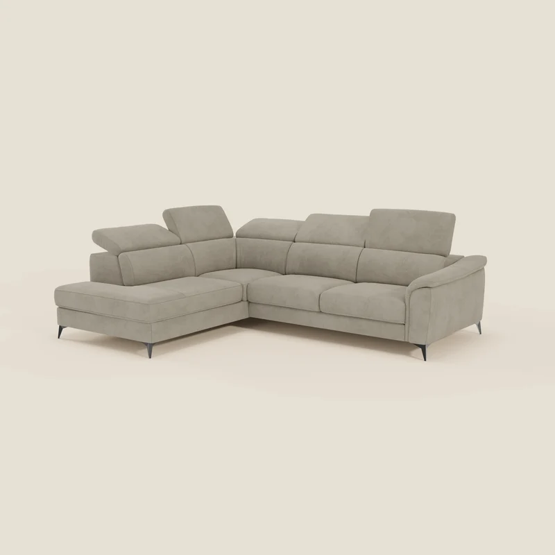 Arcos Canapé d'angle - pieds hauts et têtières inclinables en microfibre imperméable T11 taupe