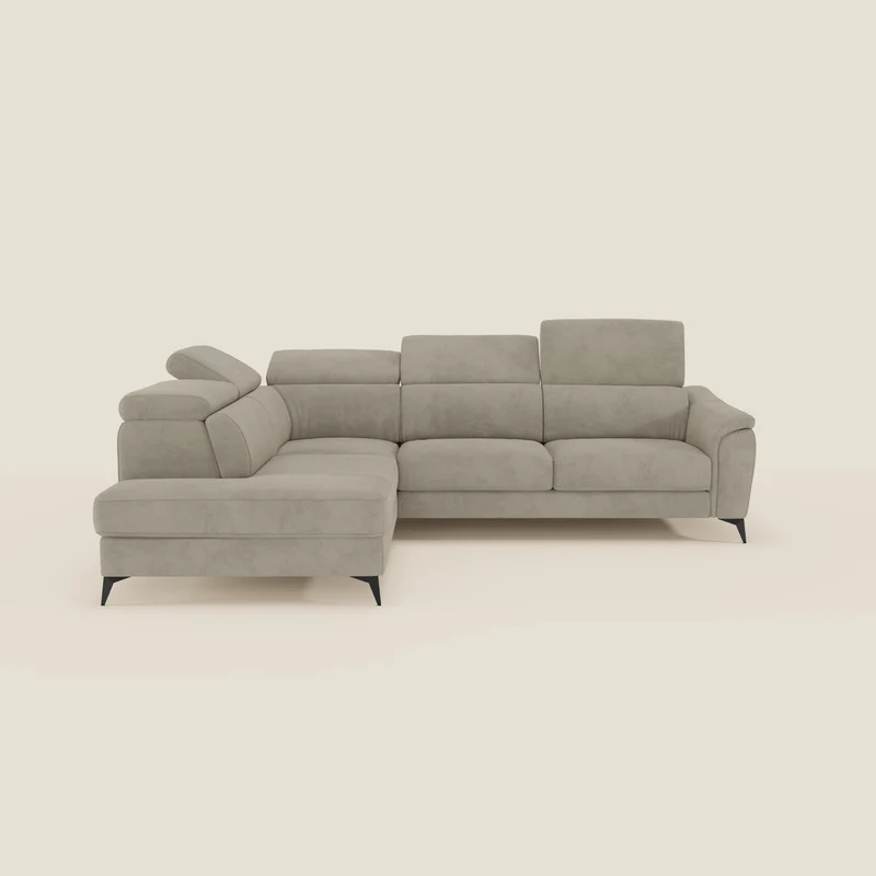 Arcos Canapé d'angle - pieds hauts et têtières inclinables en microfibre imperméable T11 taupe