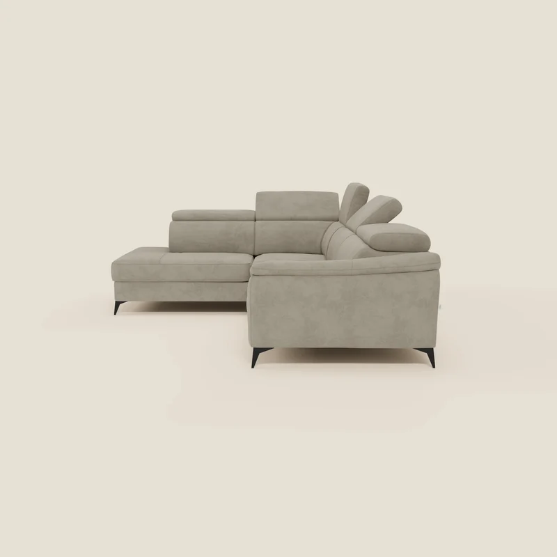 Arcos Canapé d'angle - pieds hauts et têtières inclinables en microfibre imperméable T11 taupe