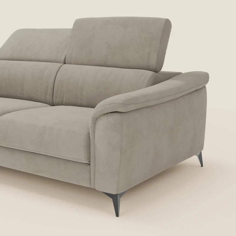 Arcos Canapé d'angle - pieds hauts et têtières inclinables en microfibre imperméable T11 taupe