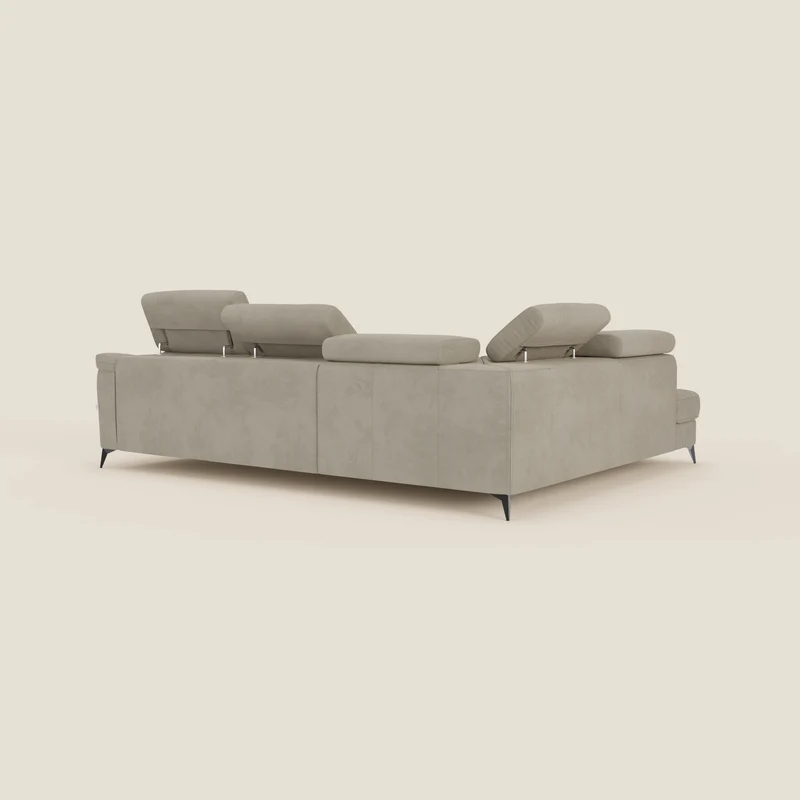 Arcos Canapé d'angle - pieds hauts et têtières inclinables en microfibre imperméable T11 taupe