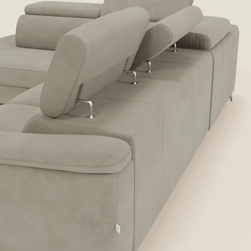 Arcos Canapé d'angle - pieds hauts et têtières inclinables en microfibre imperméable T11 taupe