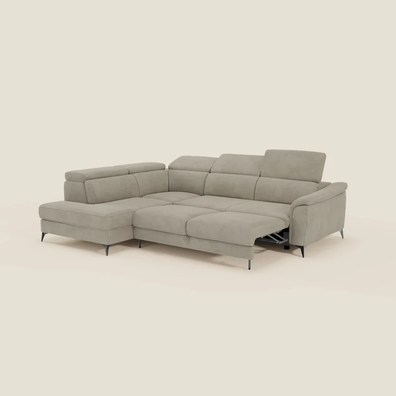 Arcos Canapé d'angle - pieds hauts et têtières inclinables en microfibre imperméable T11 taupe