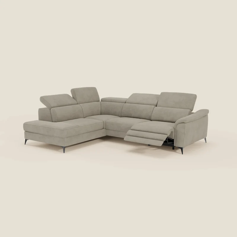 Arcos Canapé d'angle - pieds hauts et têtières inclinables en microfibre imperméable T11 taupe