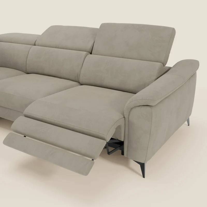 Arcos Canapé d'angle - pieds hauts et têtières inclinables en microfibre imperméable T11 taupe