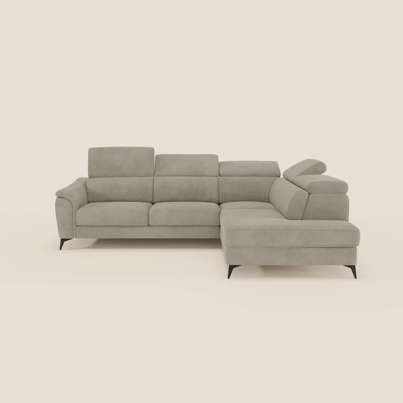 Arcos Canapé d'angle - pieds hauts et têtières inclinables en microfibre imperméable T11 taupe