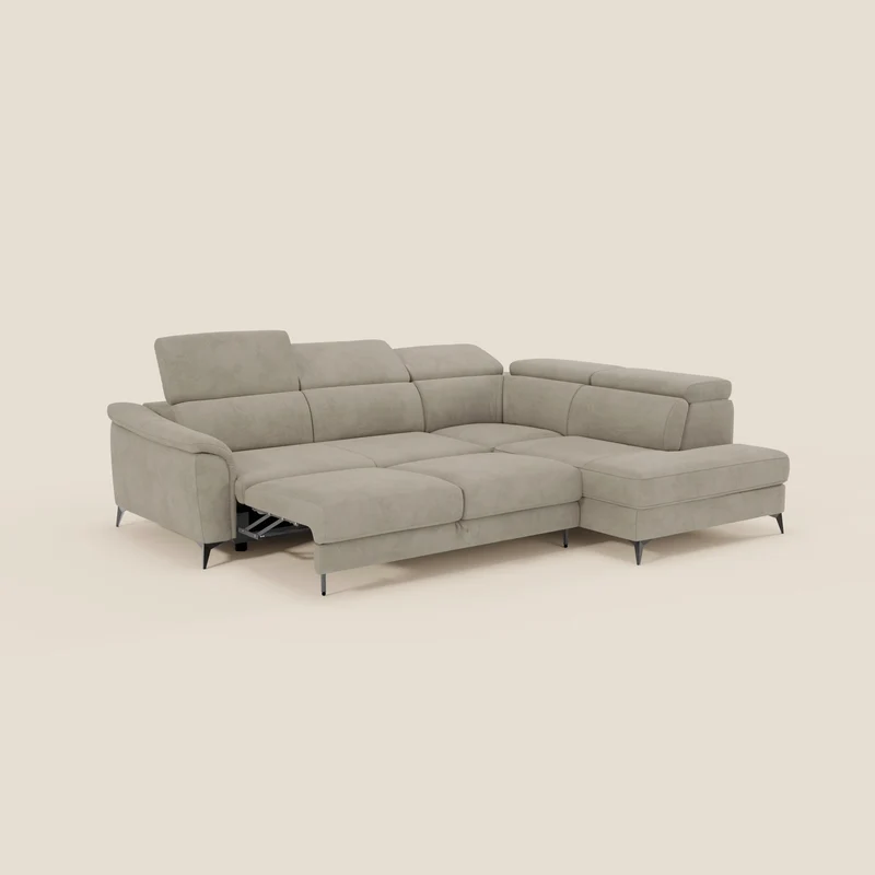 Arcos Canapé d'angle - pieds hauts et têtières inclinables en microfibre imperméable T11 taupe