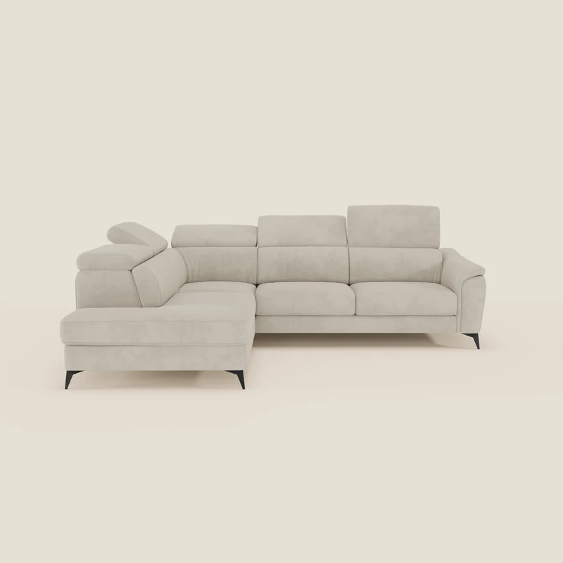 Arcos Canapé d'angle - pieds hauts et têtières inclinables en microfibre imperméable T11 crème