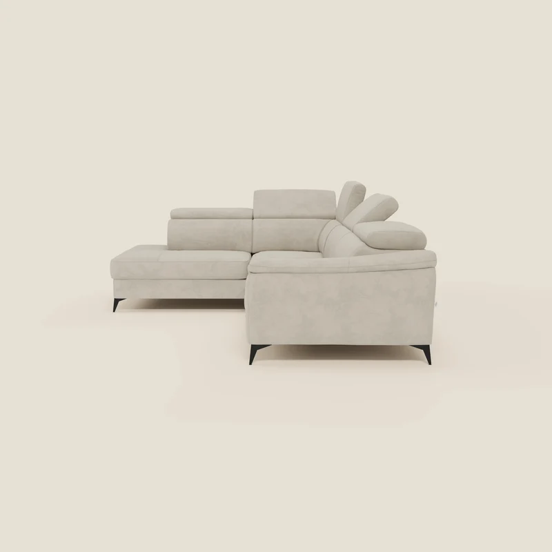 Arcos Canapé d'angle - pieds hauts et têtières inclinables en microfibre imperméable T11 crème