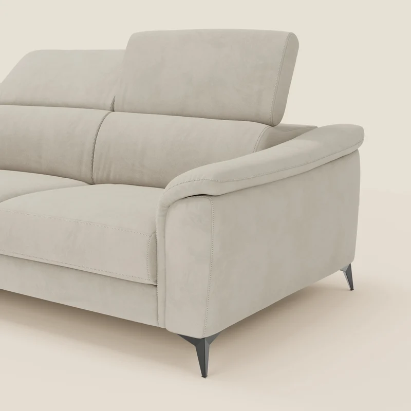 Arcos Canapé d'angle - pieds hauts et têtières inclinables en microfibre imperméable T11 crème