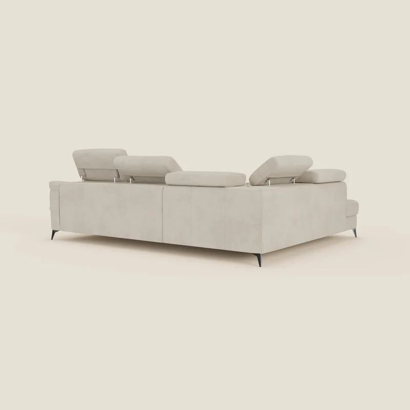 Arcos Canapé d'angle - pieds hauts et têtières inclinables en microfibre imperméable T11 crème