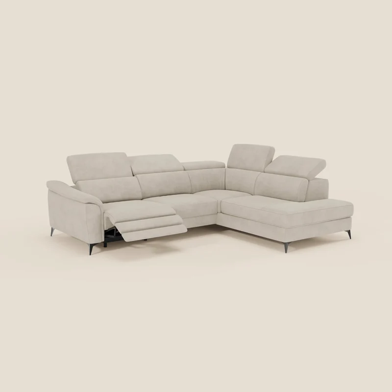 Arcos Canapé d'angle - pieds hauts et têtières inclinables en microfibre imperméable T11 crème