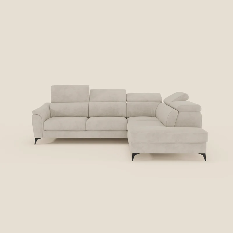 Arcos Canapé d'angle - pieds hauts et têtières inclinables en microfibre imperméable T11 crème