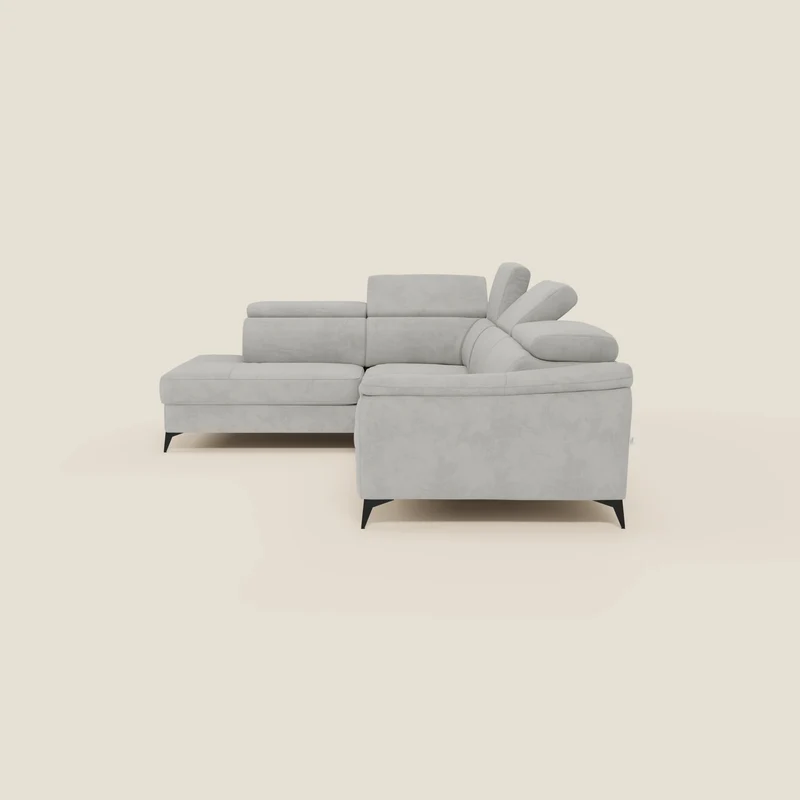 Arcos Canapé d'angle - pieds hauts et têtières inclinables en microfibre imperméable T11 gris clair