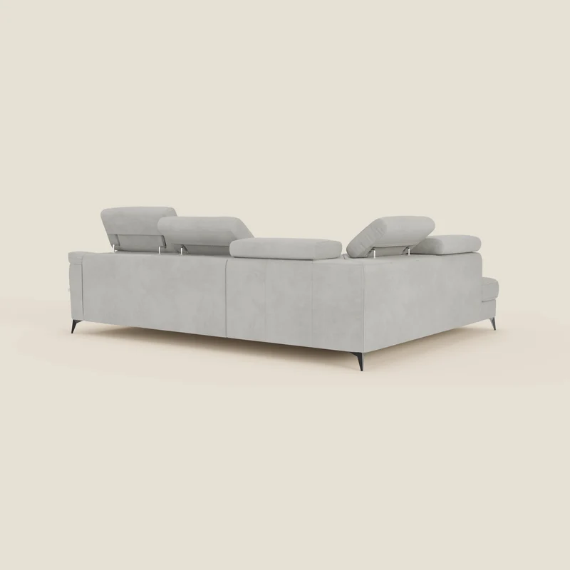 Arcos Canapé d'angle - pieds hauts et têtières inclinables en microfibre imperméable T11 gris clair