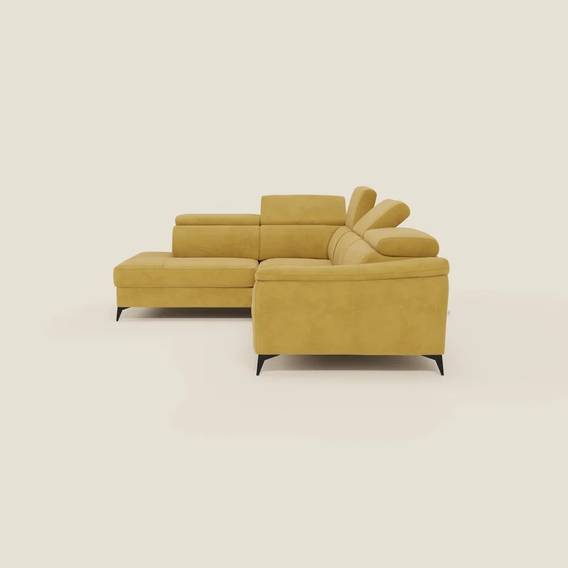 Arcos Canapé d'angle - pieds hauts et têtières inclinables en microfibre imperméable T11 jaune