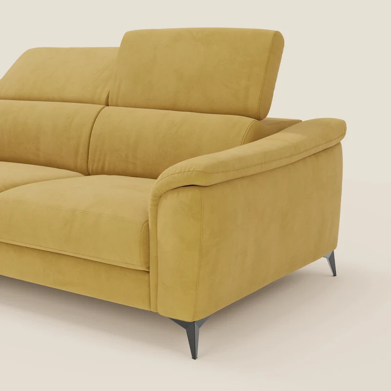Arcos Canapé d'angle - pieds hauts et têtières inclinables en microfibre imperméable T11 jaune
