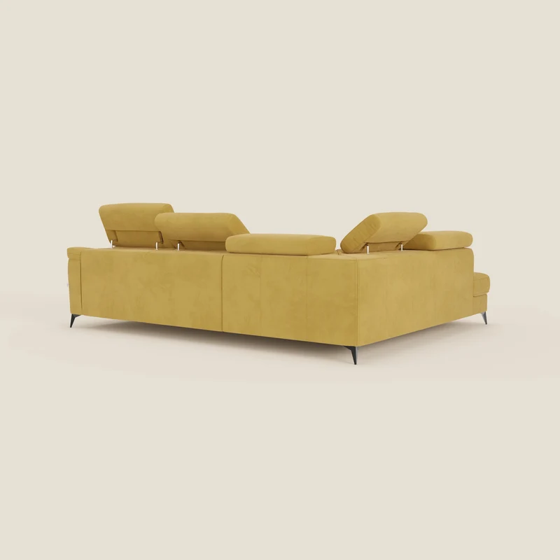 Arcos Canapé d'angle - pieds hauts et têtières inclinables en microfibre imperméable T11 jaune