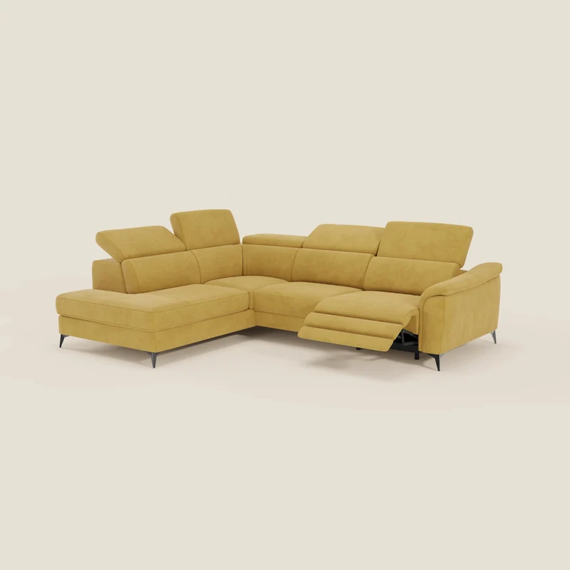 Arcos Canapé d'angle - pieds hauts et têtières inclinables en microfibre imperméable T11 jaune