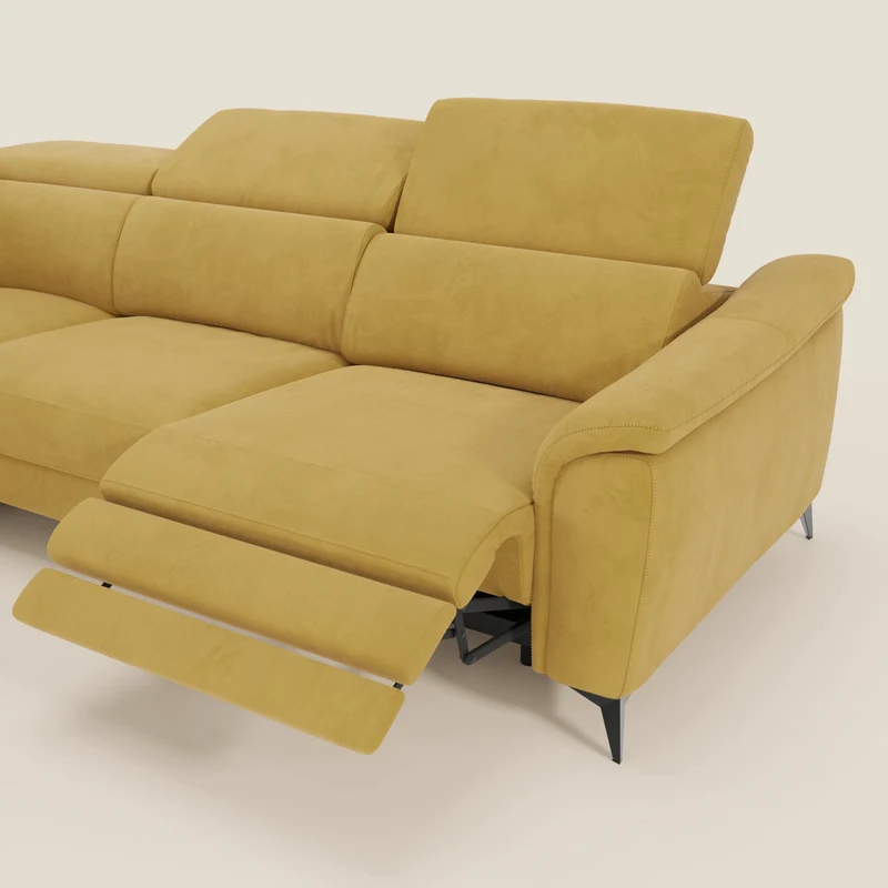 Arcos Canapé d'angle - pieds hauts et têtières inclinables en microfibre imperméable T11 jaune
