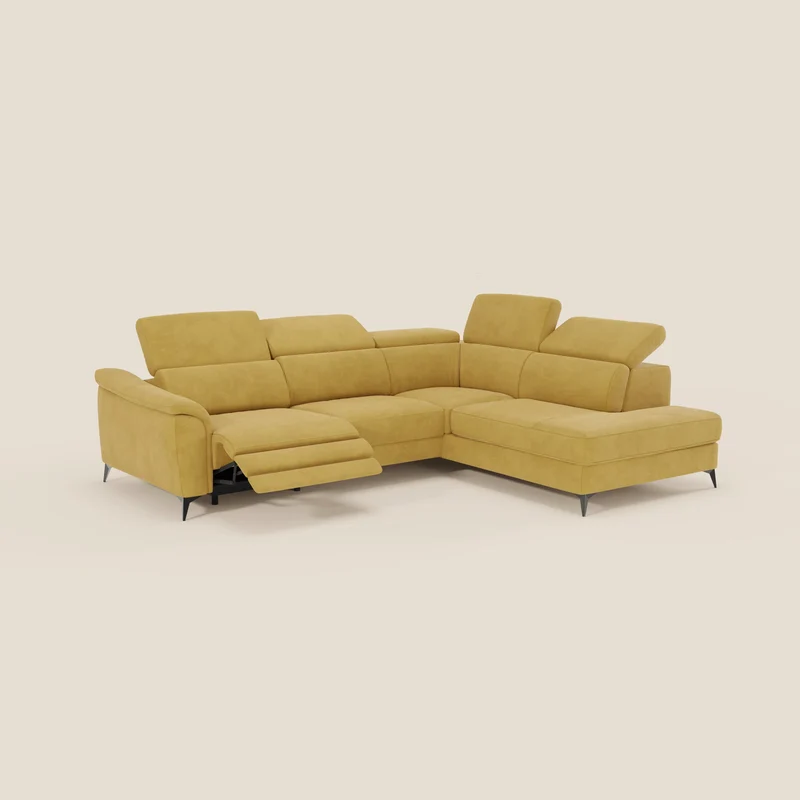 Arcos Canapé d'angle - pieds hauts et têtières inclinables en microfibre imperméable T11 jaune