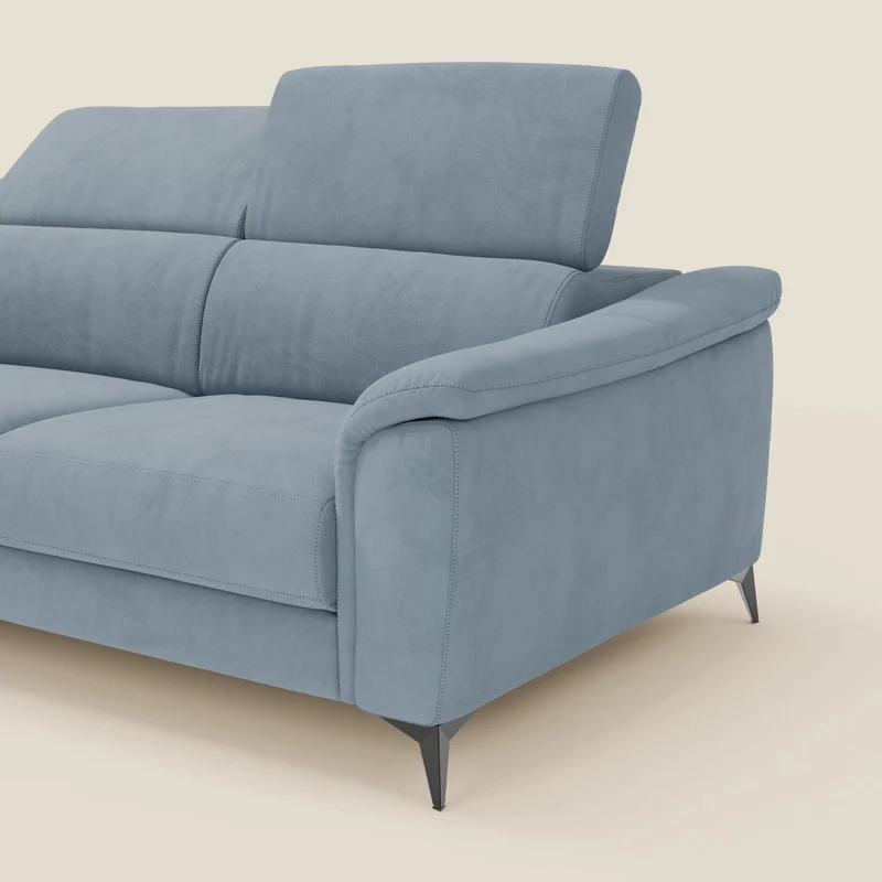 Arcos Canapé d'angle - pieds hauts et têtières inclinables en microfibre imperméable T11 bleu pastel