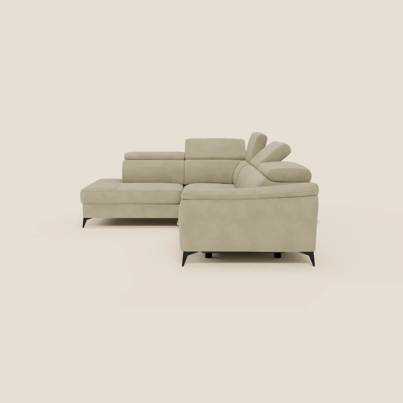 Arcos Canapé d'angle - pieds hauts et têtières inclinables en microfibre imperméable T11 beige
