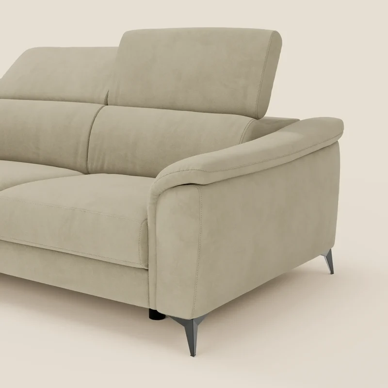 Arcos Canapé d'angle - pieds hauts et têtières inclinables en microfibre imperméable T11 beige