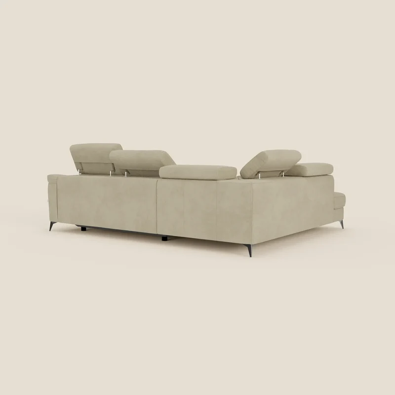 Arcos Canapé d'angle - pieds hauts et têtières inclinables en microfibre imperméable T11 beige