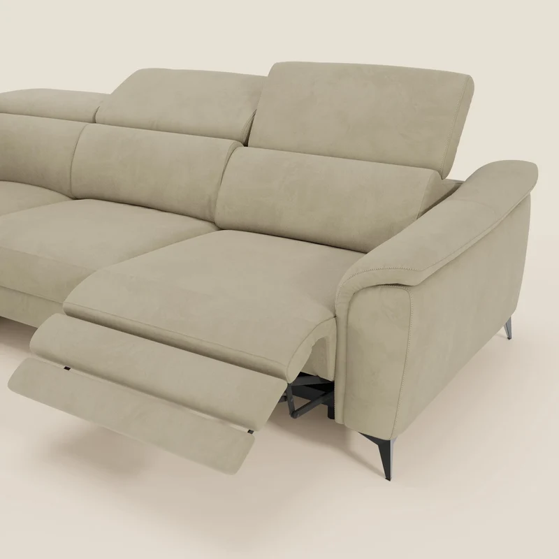 Arcos Canapé d'angle - pieds hauts et têtières inclinables en microfibre imperméable T11 beige