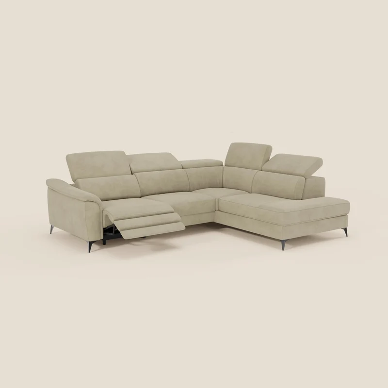 Arcos Canapé d'angle - pieds hauts et têtières inclinables en microfibre imperméable T11 beige