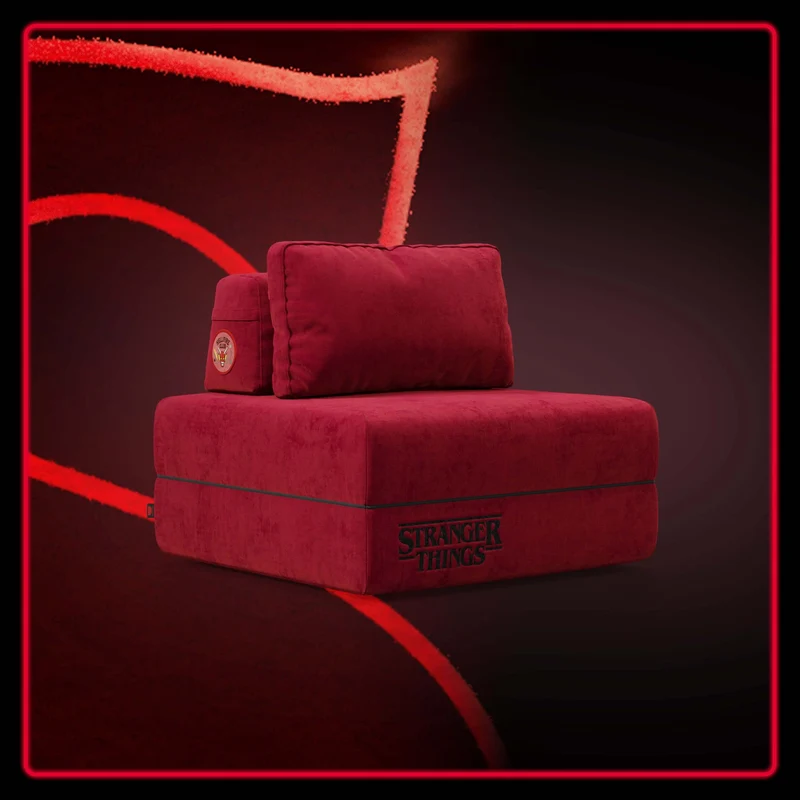 Rift fauteuil-lit Édition STRANGER THINGS avec matelas de 22 cm d'épaisseur et mousse à mémoire de forme - tissu détachable Rouge