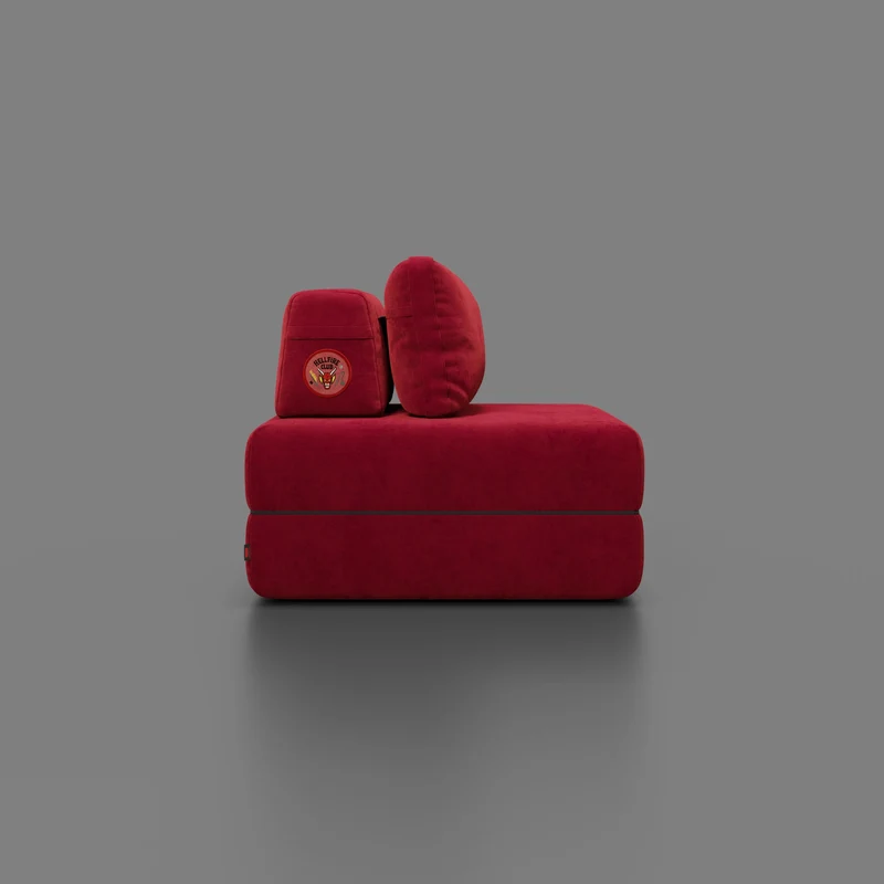 Rift fauteuil-lit Édition STRANGER THINGS avec matelas de 22 cm d'épaisseur et mousse à mémoire de forme - tissu détachable Rouge