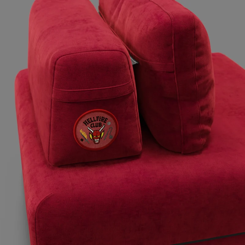 Rift fauteuil-lit Édition STRANGER THINGS avec matelas de 22 cm d'épaisseur et mousse à mémoire de forme - tissu détachable Rouge