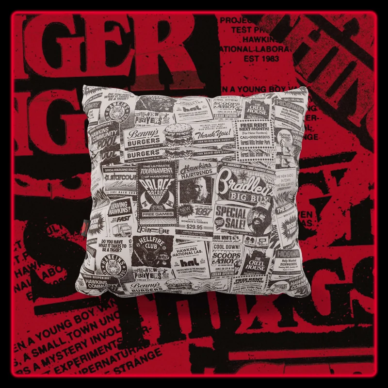 Coussin Hawkins Post Stranger Things – Édition Limitée 45x45 cm