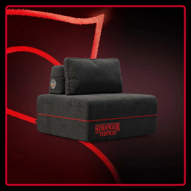 Rift fauteuil-lit Édition STRANGER THINGS avec matelas de 22 cm d'épaisseur et mousse à mémoire de forme - tissu détachable Anthracite
