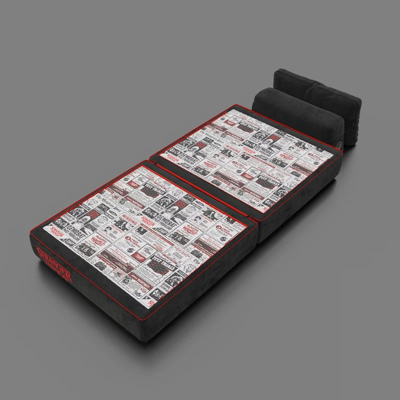 Rift fauteuil-lit Édition STRANGER THINGS avec matelas de 22 cm d'épaisseur et mousse à mémoire de forme - tissu détachable Anthracite