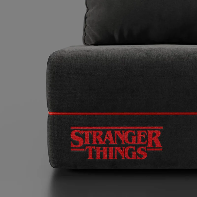 Rift fauteuil-lit Édition STRANGER THINGS avec matelas de 22 cm d'épaisseur et mousse à mémoire de forme - tissu détachable Anthracite