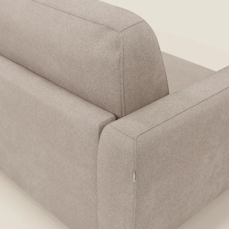 Leonida canapé convertible déhoussable et matelas H 18 cm - coffre à oreiller en tissu détachable T23 tortora