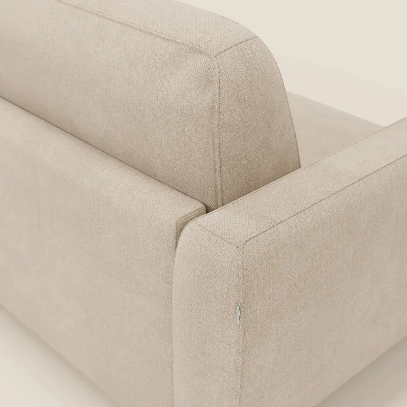 Leonida canapé convertible déhoussable et matelas H 18 cm - coffre à oreiller en tissu détachable T23 beige