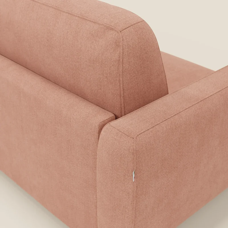 Leonida canapé convertible déhoussable et matelas H 18 cm - coffre à oreiller en tissu détachable T23 pêche