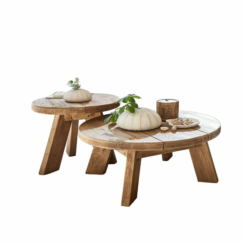 Lot de 2 tables d'appoint LOBERON Oteley bois vieilli