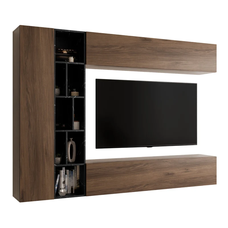 Ensemble de salon MOBILIER 1 Comfivo Natura (noyer et marbre noir)