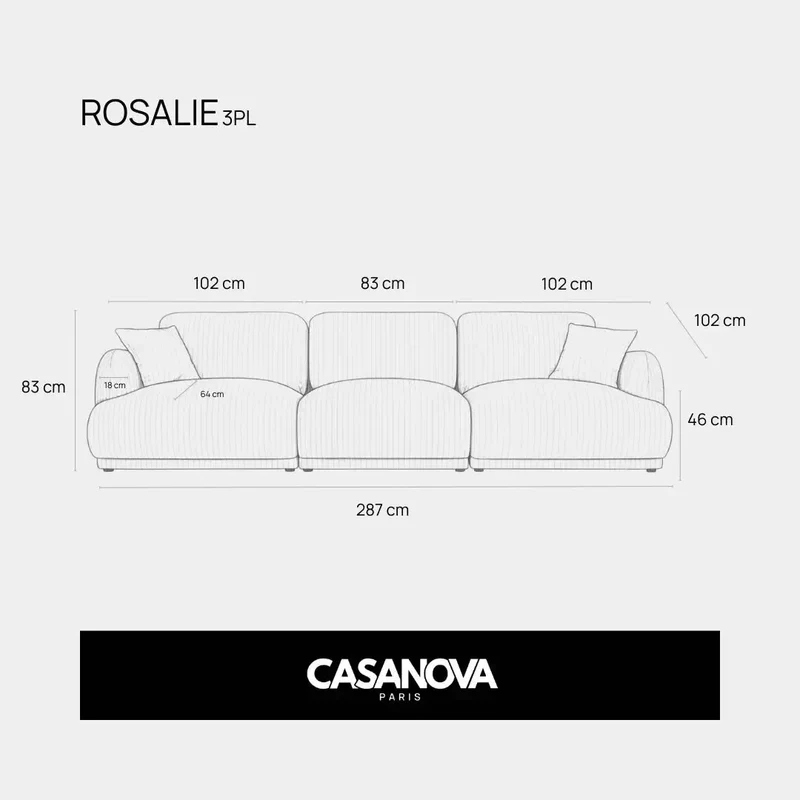 ROSALIE 3 PL - Tissu chenille