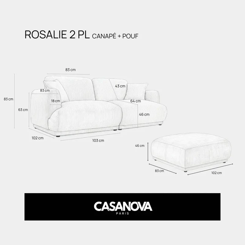 DUO ROSALIE 2 PL - Tissu chenille