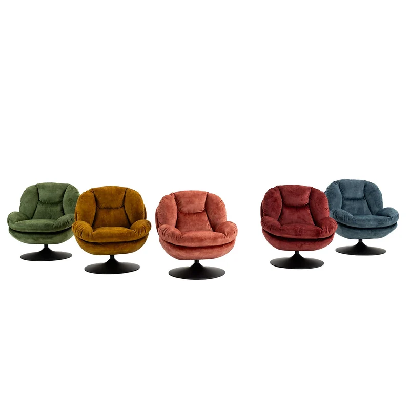 Fauteuil pivotant en velours rose