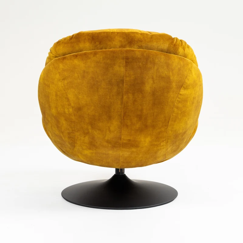 Fauteuil pivotant en velours ocre