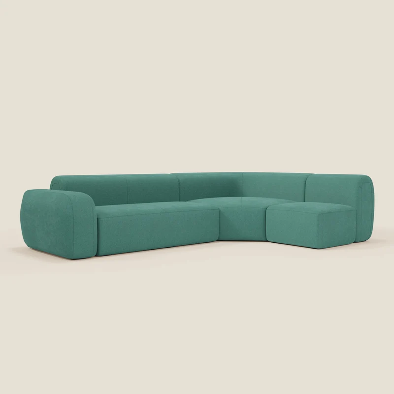BonBon canapé d’angle composable et modulaire - tissu anti-taches T23 vert d’eau