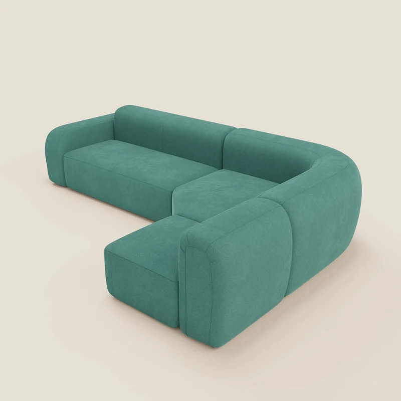 BonBon canapé d’angle composable et modulaire - tissu anti-taches T23 vert d’eau