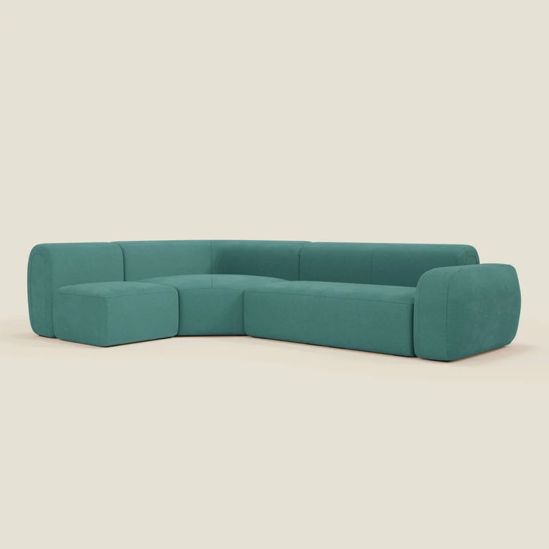 BonBon canapé d’angle composable et modulaire - tissu anti-taches T23 vert d’eau